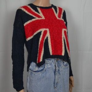 Forever 21 British Flag Crop Sweater